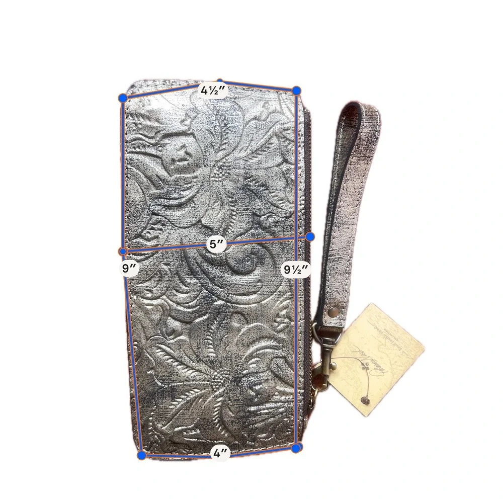 Patricia Nash‎ Wristlet Women's OS Gold New Floral Embossed Leather P556194
